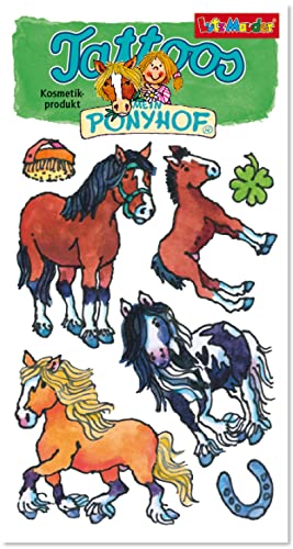 7 Tattoos * Mein Ponyhof * als Geschenk und Mitgebsel | 44754 | Kinder Kindertattoo Tattoo Kindergeburtstag Geburtstag Geschenk Mädchen Pony Pferde von Mauder