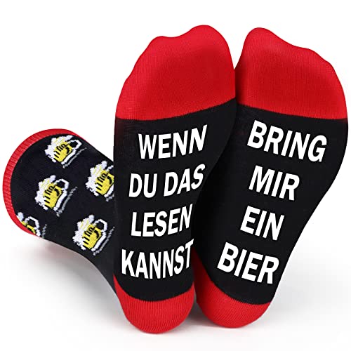 Maudzlan Geschenk für Herren,Lustige Socken Herren Wenn,Sie die Socken der Socken der Socken lesen können, Vatertagsgeschenk Weihnachtssocken Ostern Geschenke Erwachsener (Schwarz Rot) von Maudzlan