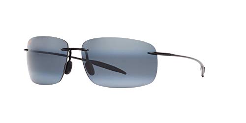 Maui Jim 422-02 Schwarz glänzend Breakwall Rectangle Sunglasses Polarised Sailing, Fishing, von Maui Jim