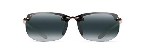 Maui Jim Banyans 412-0215 Sonnenbrille, schwarzer Hochglanz-Sportrahmen, polarisierte, neutrale graue Gläser, mit patentierter PolarizedPlus2-Linsentechnologie, Glänzendes Schwarz/Neutralgrau, Large von Maui Jim