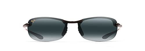 Maui Jim Boardwalk B539-05CM Sonnenbrille mit polarisiertem, mattem Kristall, rechteckiger Rahmen, Glänzendes Schwarz/Neutralgrau, Medium von Maui Jim