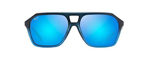 Maui Jim Herren Wedges W/Patentierte Polarizedplus2 Gläser Sonnenbrille, Mattschwarz verblasst zu blau/blau hawaii, Einheitsgröße von Maui Jim