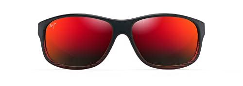 Maui Jim Unisex Kaiwi Kanal Sonnenbrille, Burgunderrot gestreift/Hawaii Lava polarisiert von Maui Jim