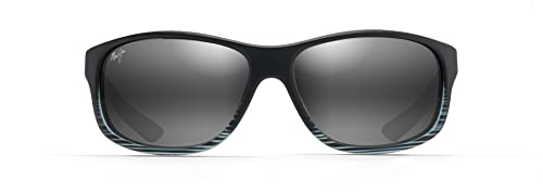 Maui Jim Unisex-Sonnenbrille Kaiwi Channel mit patentierten polarisierten Plus2-Gläsern, Grau/Schwarz gestreift/neutrales Grau, polarisiert, Medium von Maui Jim