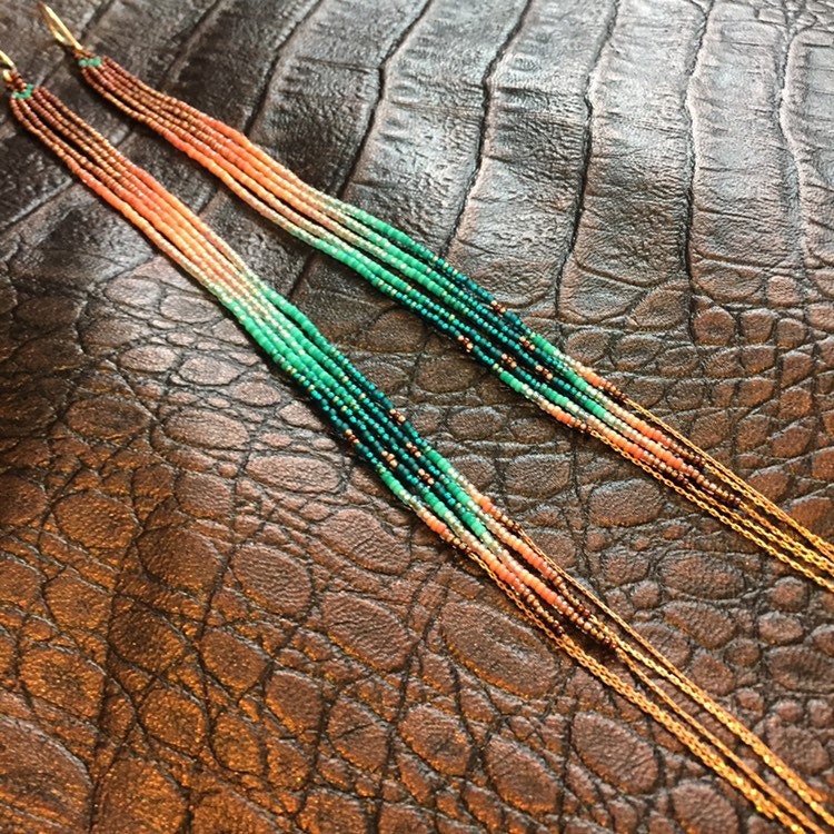 Maui Schwan Glas Perlen Meerjungfrau Rose Gold Kette Fransen ~ 8 "Lange Rocailles Ohrringe von MauiSwanDesigns