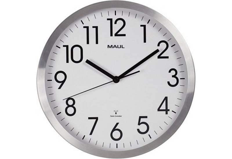 Maul Funkuhr MAUL Funkwanduhr MAULmove DCF77 30cm rund analog Alu si von Maul