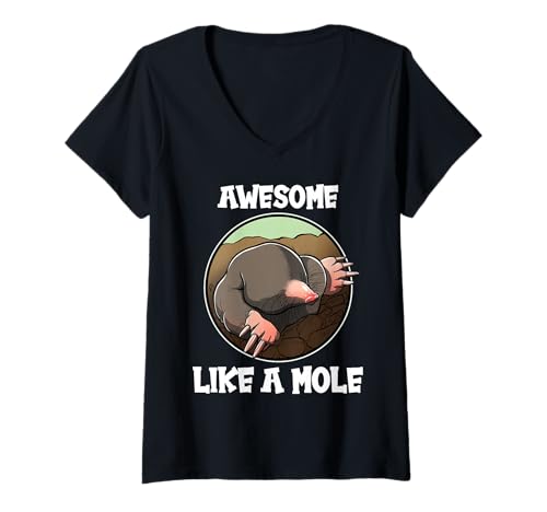Damen Maulwürfe Maulwurf T-Shirt mit V-Ausschnitt Damen Maulwürfe Maulwurf T-Shirt mit V-Ausschnitt von Maulwürfe Maulwurf Tier Shop
