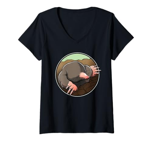 Damen Maulwürfe Maulwurf T-Shirt mit V-Ausschnitt Damen Maulwürfe Maulwurf T-Shirt mit V-Ausschnitt von Maulwürfe Maulwurf Tier Shop
