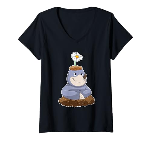 Damen Maulwurf Gänseblümchen T-Shirt mit V-Ausschnitt Damen Maulwurf Gänseblümchen T-Shirt mit V-Ausschnitt von Maulwurf Gänseblümchen
