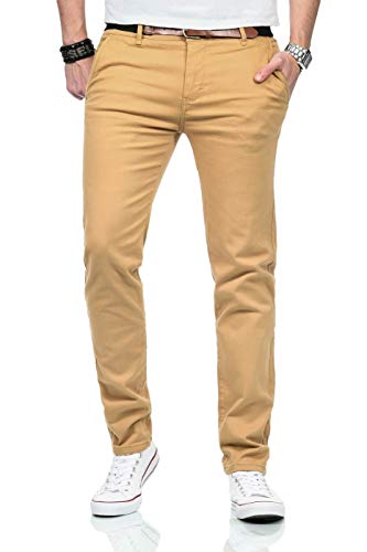 Maurelio Modriano Herren Designer Chino Stoff Hose Chinohose MM015 [MM-015-Beige-W30-L32] von Maurelio Modriano