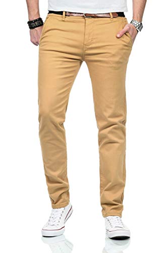 Maurelio Modriano Herren Designer Chino Stoff Hose Chinohose MM015 [MM-015-Beige-W36-L30] von Maurelio Modriano