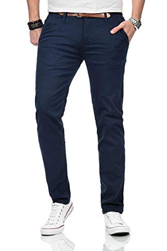 Maurelio Modriano Herren Designer Chino Stoff Hose Chinohose MM015 [MM-015-Dunkelblau-W32-L30] von Maurelio Modriano