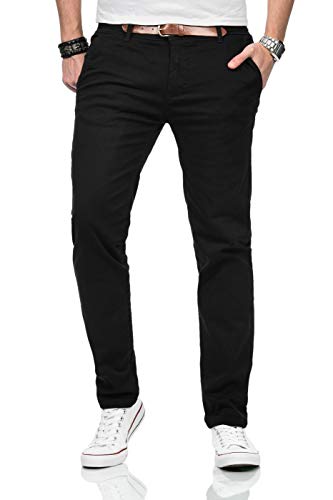 Maurelio Modriano Herren Designer Chino Stoff Hose Chinohose MM015 [MM-015-Schwarz-W32-L30] von Maurelio Modriano
