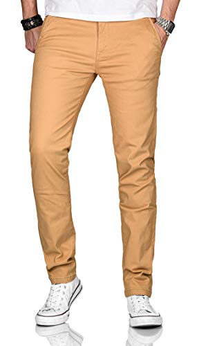 Maurelio Modriano Herren Designer Chino Stoff Hose Chinohose Stretch Regular Fit [MM-002-Beige-W33-L30] von Maurelio Modriano