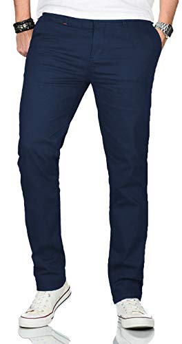 Maurelio Modriano Herren Designer Chino Stoff Hose Chinohose Stretch Regular Fit [MM-002-Navy-W29-L30] von Maurelio Modriano