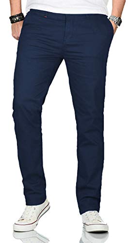 Maurelio Modriano Herren Designer Chino Stoff Hose Chinohose Stretch Regular Fit [MM-002-Navy-W30-L30] von Maurelio Modriano