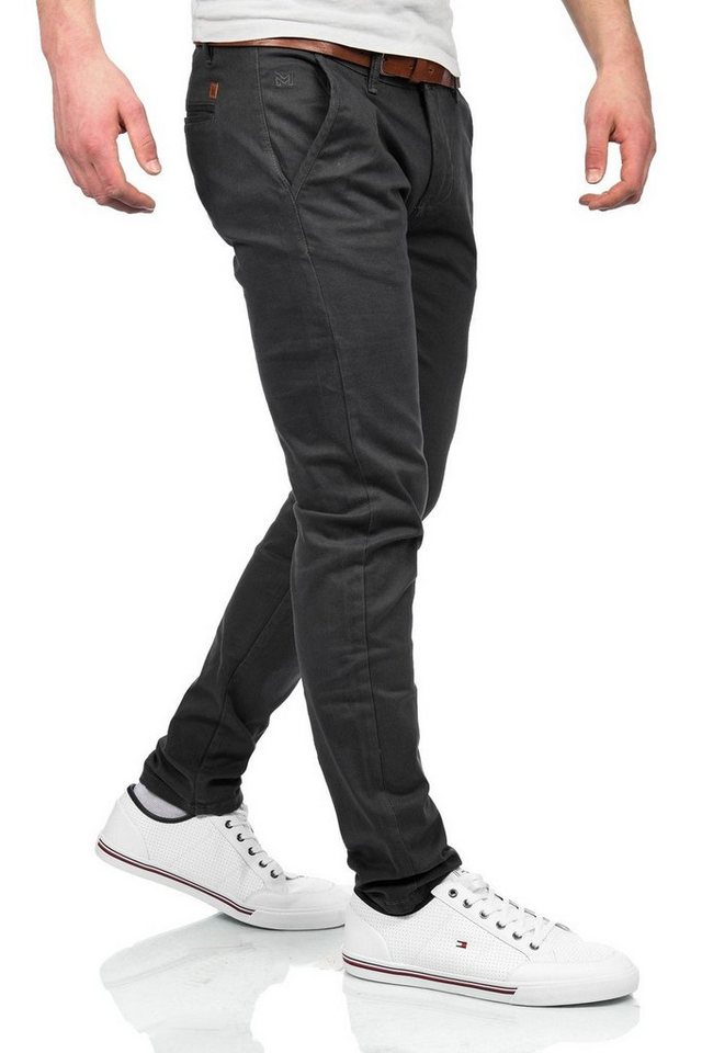 Maurelio Modriano Straight-Jeans Maurelio Modriano Herren Designer Chino Hose MM016 mit Stretchanteil und inklusive Kunstleder Gürtel von Maurelio Modriano