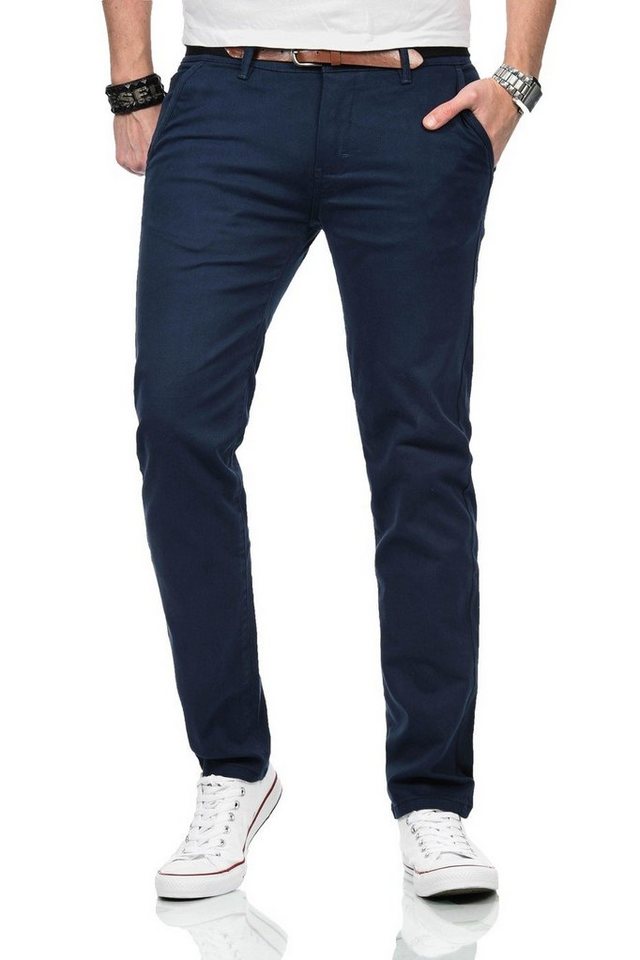 Maurelio Modriano Straight-Jeans Maurelio Modriano Herren Designer Chino Hose MM015 mit Stretchanteil und passendem Gürtel von Maurelio Modriano