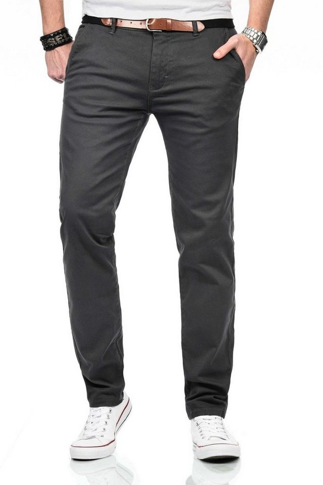 Maurelio Modriano Straight-Jeans Maurelio Modriano Herren Designer Chino Hose MM015 mit Stretchanteil und passendem Gürtel von Maurelio Modriano