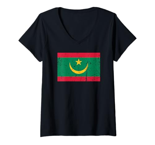 Damen Mauretanien Flagge Grafik für Männer Frauen Kinder T-Shirt mit V-Ausschnitt Damen Mauretanien Flagge Grafik für Männer Frauen Kinder T-Shirt mit V-Ausschnitt von Mauritania Flag Graphic Store