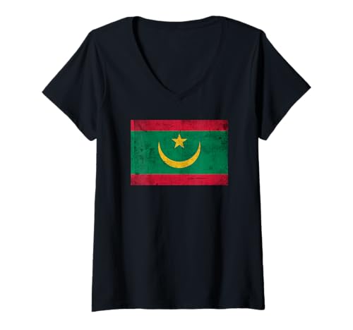 Damen Mauretanien Flagge Grafik für Männer Frauen Kinder T-Shirt mit V-Ausschnitt Damen Mauretanien Flagge Grafik für Männer Frauen Kinder T-Shirt mit V-Ausschnitt von Mauritania Flag Graphic Store