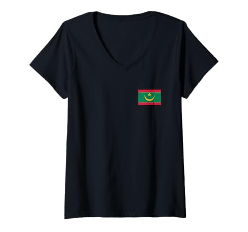 Damen Mauretanien Flagge Grafik für Männer Frauen Kinder T-Shirt mit V-Ausschnitt Damen Mauretanien Flagge Grafik für Männer Frauen Kinder T-Shirt mit V-Ausschnitt von Mauritania Flag Graphic Store