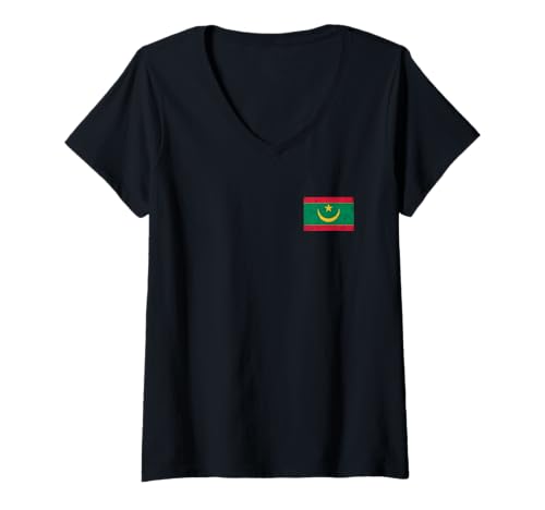 Damen Mauretanien Flagge Grafik für Männer Frauen Kinder T-Shirt mit V-Ausschnitt Damen Mauretanien Flagge Grafik für Männer Frauen Kinder T-Shirt mit V-Ausschnitt von Mauritania Flag Graphic Store