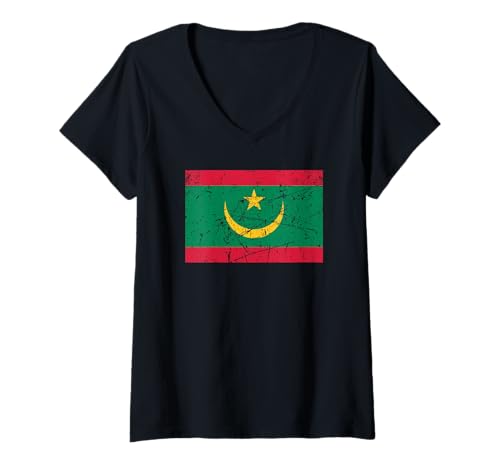 Damen Mauretanien Flagge Grafik für Männer Frauen Kinder T-Shirt mit V-Ausschnitt Damen Mauretanien Flagge Grafik für Männer Frauen Kinder T-Shirt mit V-Ausschnitt von Mauritania Flag Graphic Store