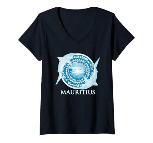 Damen Mauritius Bullenhai T-Shirt mit V-Ausschnitt Damen Mauritius Bullenhai T-Shirt mit V-Ausschnitt von Mauritius Designs für Taucher