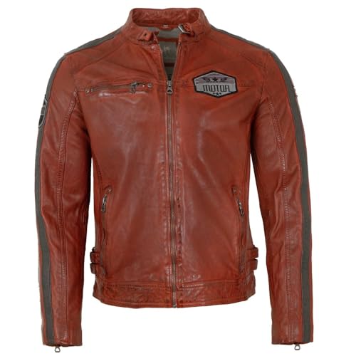 Mauritius Gipsy by Herren Echtleder Lederjacke Racingjacke Lammnappa Dark red II Größe S von Mauritius