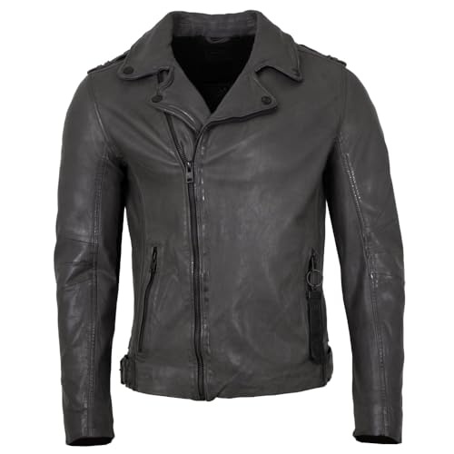 Mauritius - Herren Echtleder Lederjacke Bikerjacke Lammnappa grau Größe M von Mauritius