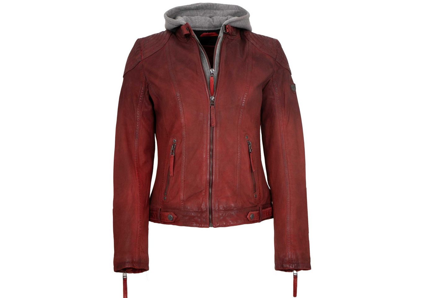 Mauritius Lederjacke Cascha Mauritius - Damen Lederjacke Kapuze Lammleder rot von Mauritius