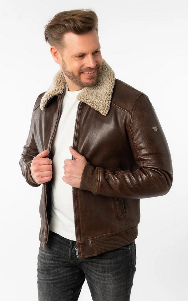 Mauritius Lederjacke MMBrovig aus Lammleder gefüttert mit Fellkragen von Mauritius