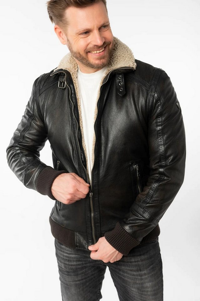 Mauritius Lederjacke MMFyol mit gefüttertem Stehkragen von Mauritius