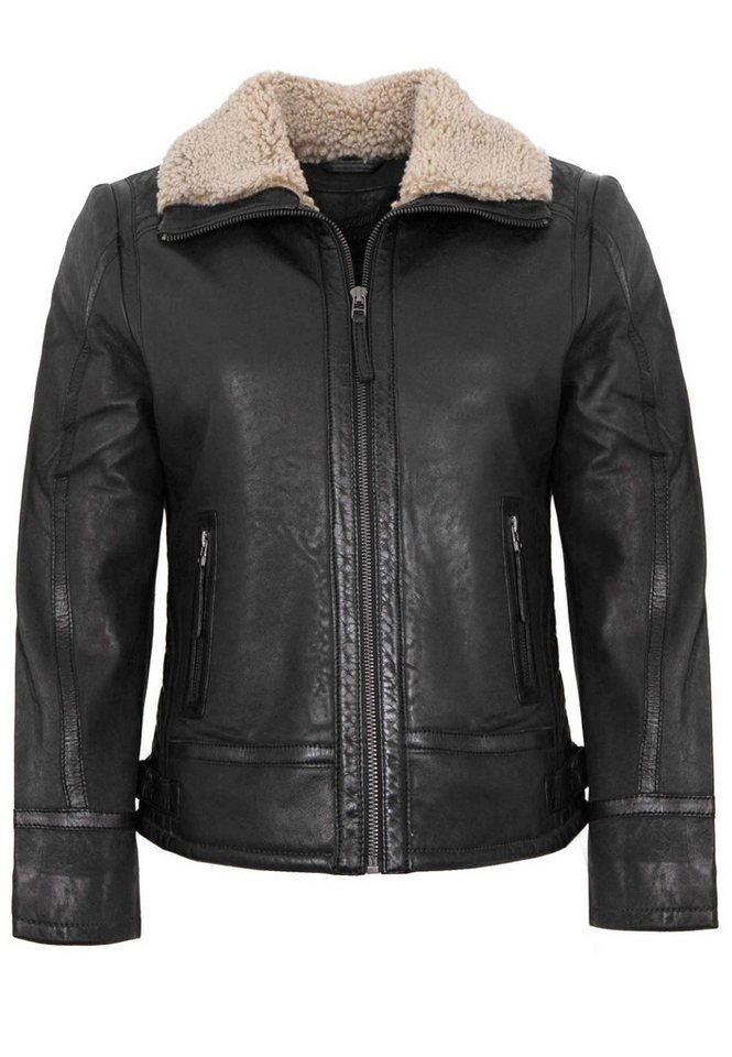Mauritius Lederjacke MWIske Mauritius - Damen Lederjacke Lammnubuk Kunstfell anthracite von Mauritius