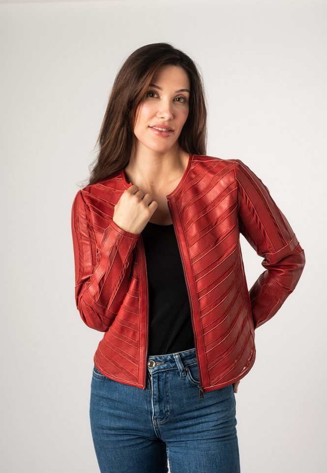 Mauritius Lederjacke MWSuri Mauritius - Damen Lederjacke Lammnappa Materialmix rot von Mauritius