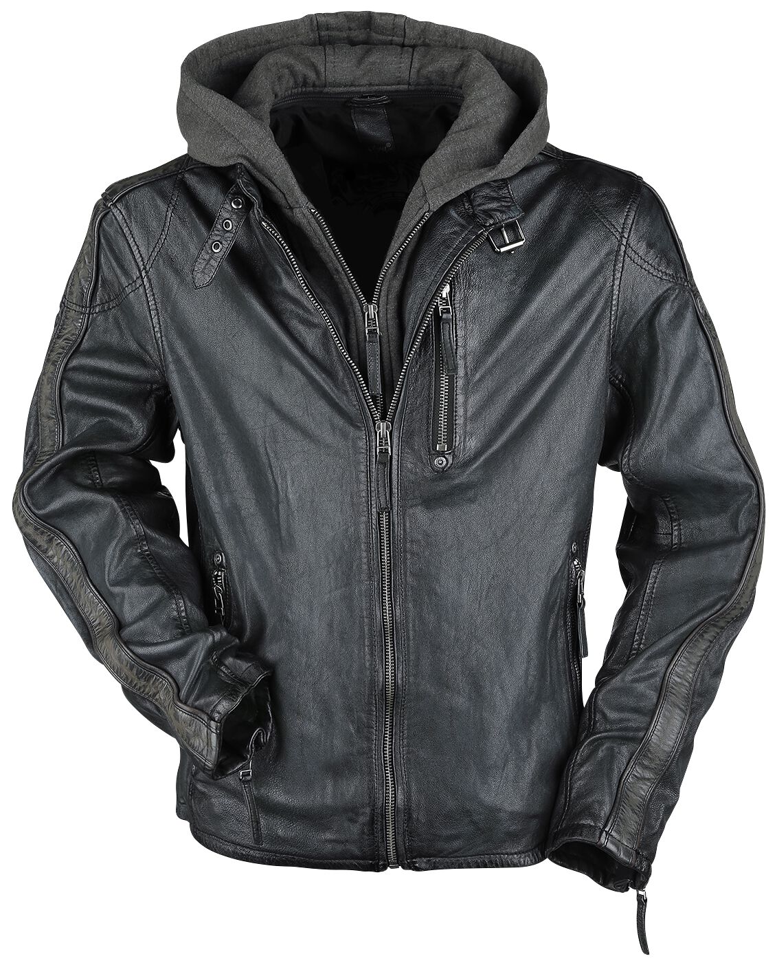 Mauritius Lederjacke - Steep Slim Fit Lasanv - M bis 5XL - für Männer - Größe M - anthrazit/oliv von Mauritius