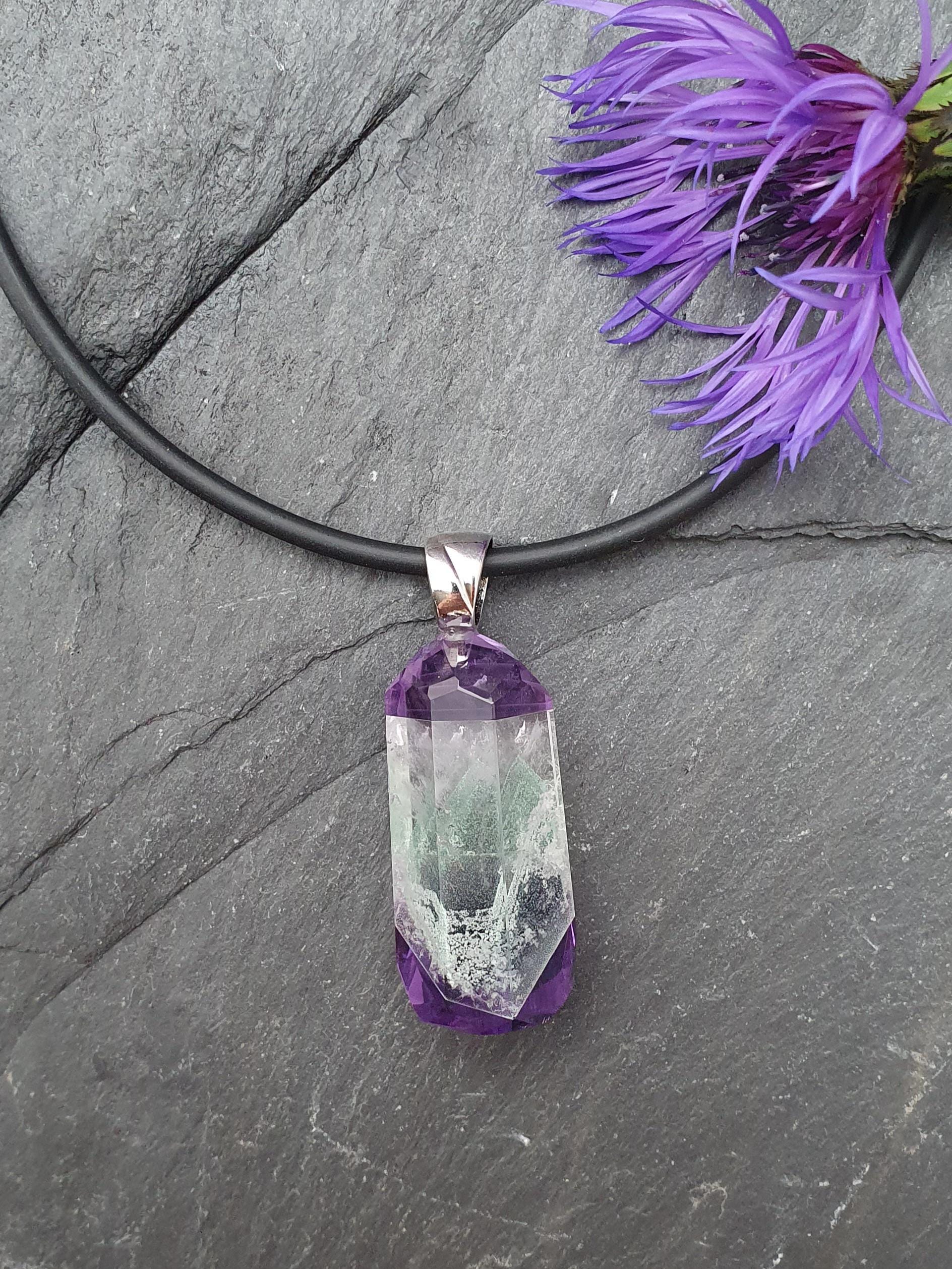 Amethyst Phantomquarz Silberanhänger Xxl. Natürliche Edelsteine in Handarbeit Zu Einzigartigem Schmuck Verarbeitet. Naturphänomen Anhänger von MauritzUnikatSchmuck