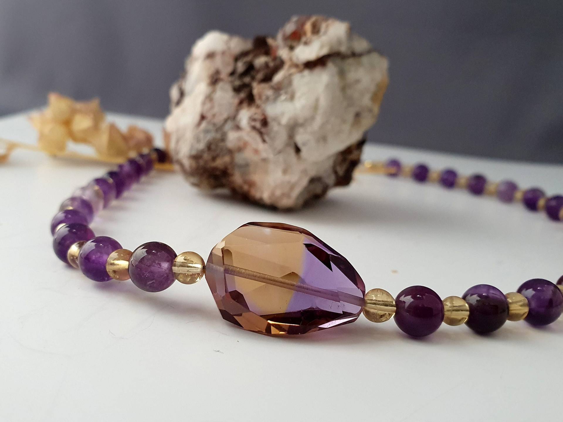 Ametrin Aaa, Amethyst, Citrin Halskette. Top Qualität Einzelstück. Unikatschmuck. Edelsteinkette Für Edelsteinkenner. Mein Lieblingsstück von MauritzUnikatSchmuck