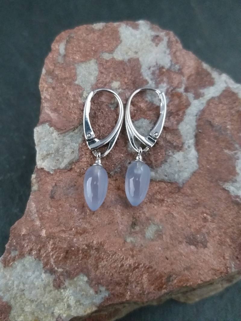 Chalcedon Silber Ohrhänger Himmelblaue Edelsteine Als Ohrschmuck Wunderschöne Für Redegewandte Frauen von MauritzUnikatSchmuck