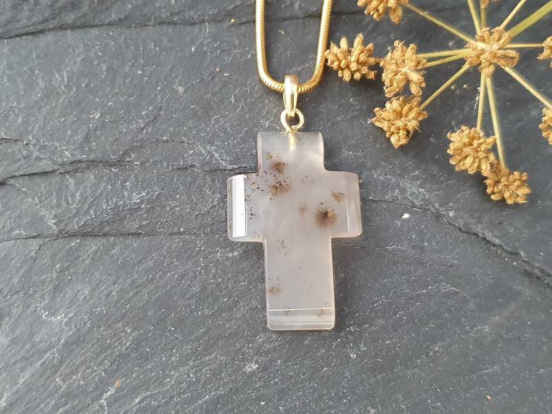 Dendritenachat Kreuz-Anhänger Geschenk Für Frauen Und Männer. Einzigartiger Anhänger Mit Liebe in Handarbeit Gefertigt. Unikatschmuck von MauritzUnikatSchmuck