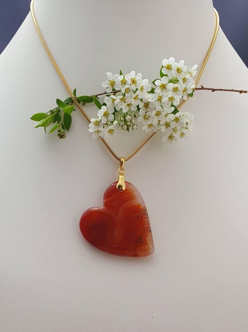 Karneol Herzanhänger Mit Beweglicher Schlaufe. Hingucker Der Gute Laune Macht. Für Deinen Lieblingsmenschen. Geschenk Für Sie Liebe Pur von MauritzUnikatSchmuck