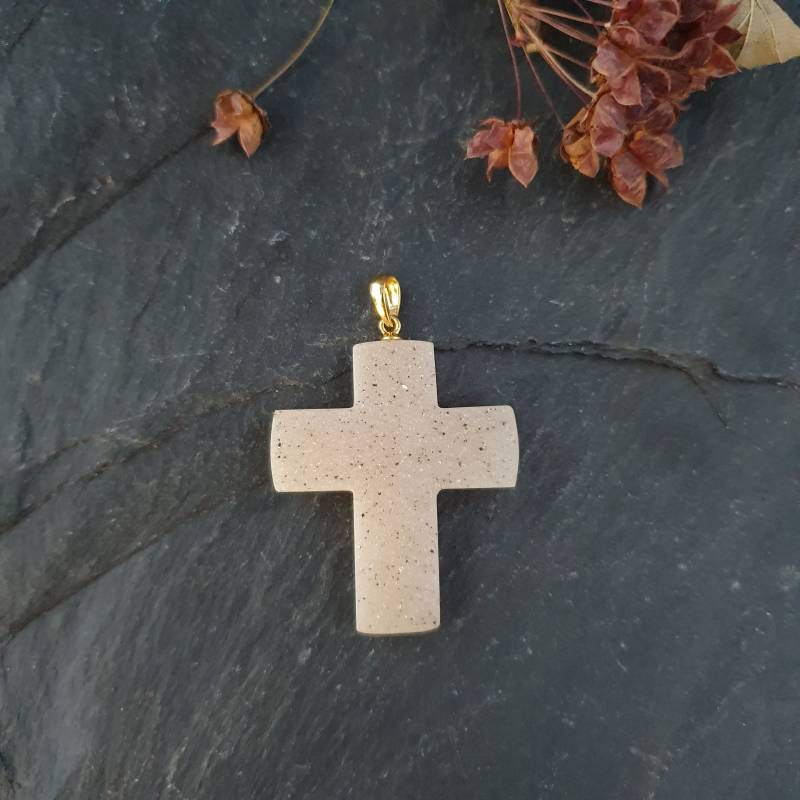 Kreuz-Anhänger Aus Kristallinem Achat. Geschenk Für Frauen Und Männer. Einzigartiger Anhänger Mit Liebe in Handarbeit Gefertigt von MauritzUnikatSchmuck