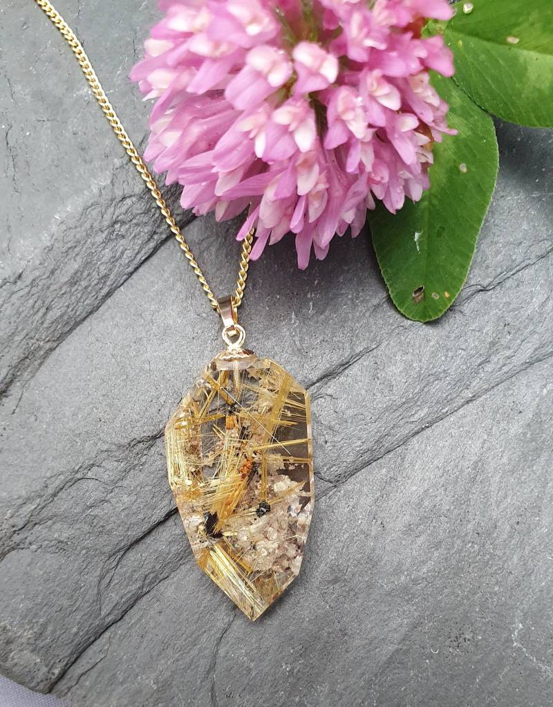 Rutilquarz Gold Sterne Gg 333 Anhänger. Edelsteinschmuck Zu Verlieben. Unikatschmuck Als Glücksbringer. Geschenk Für Sternengucker von MauritzUnikatSchmuck