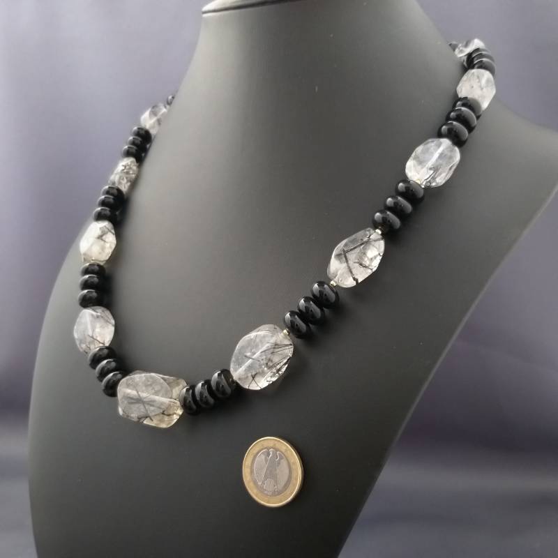 Turmalinquarz/Onyx Halskette Lang. Starke Elemente in Farblicher Harmonie Einzigartiger Schmuck Für Besondere Frauen von MauritzUnikatSchmuck