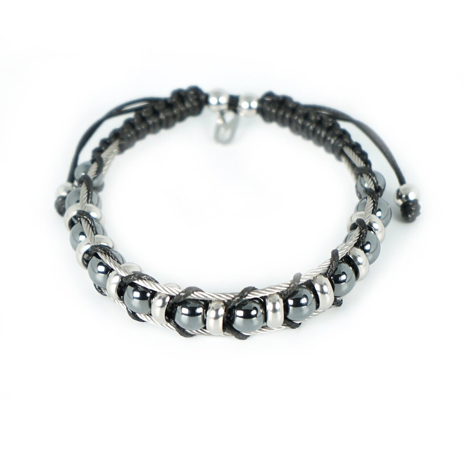 Helles Hämatit Verstellbares Armband | Wachsschnur Perlenarmband Positive Energie Naturstein Verstellbares Unisex-Armband Helles Hämatit Verstellbares Armband | Wachsschnur Perlenarmband Positive Energie Naturstein Verstellbares Unisex-Armband von MaurizioDiGiovanni