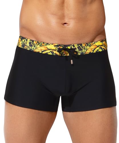 Mauro Kane Badehose Herren Kurz Badeshorts mit Tunnelzug Eng Schwimmhose Wassersport Kurze Hose Swimming Trunks Schwarz XXL von Mauro Kane