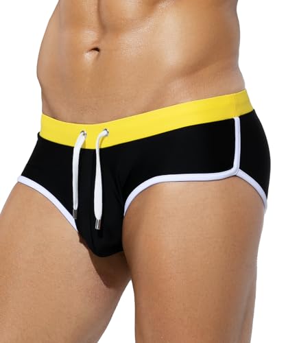 Mauro Kane Badehose Herren Badeslip Eng Kurz Badeshorts mit Tunnelzug Bademode Brief Bademode Männer Swim Slip von Mauro Kane
