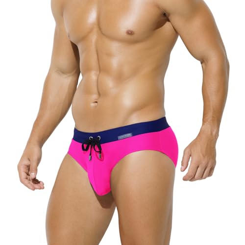 Mauro Kane Badeslip Herren Badehose Eng Kurz mit Tunnelzug Badeshorts für Männer Bademode Schwimmhose Shorts Rot S von Mauro Kane