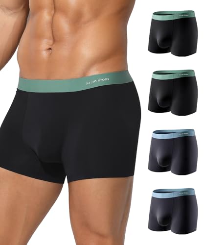 Mauro Kane Boxershorts Herren Modal Unterwäsche Männer 4er Pack Unterhosen Trunks Men Retroshorts Weich und Bequeme Shorts Schwarz/Dunkelblau L von Mauro Kane